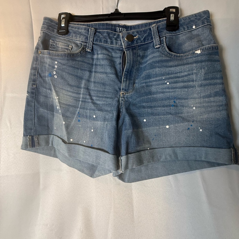 a.n.a Blue Jean Shorts with Cuffed Hem and Distressed Style